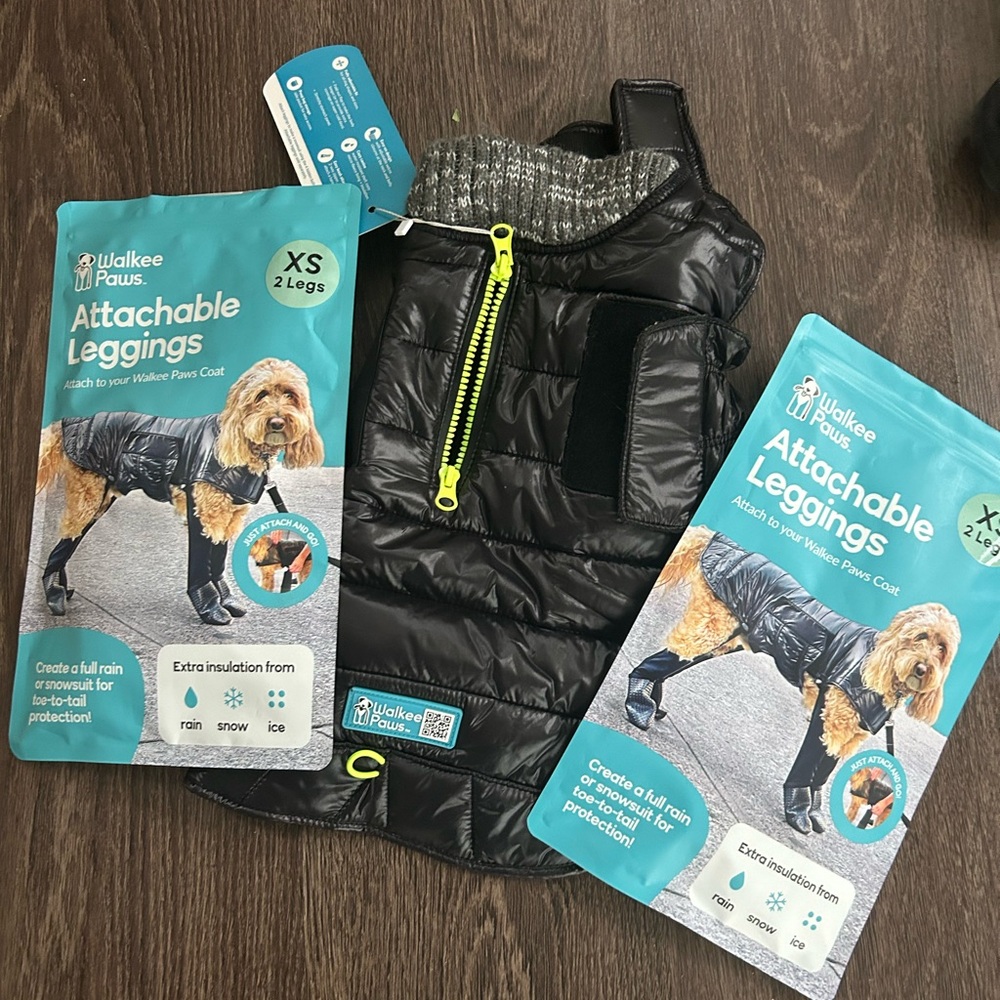 NWT-Walkee Paws Attachable Coat & Leggings-XS-Black